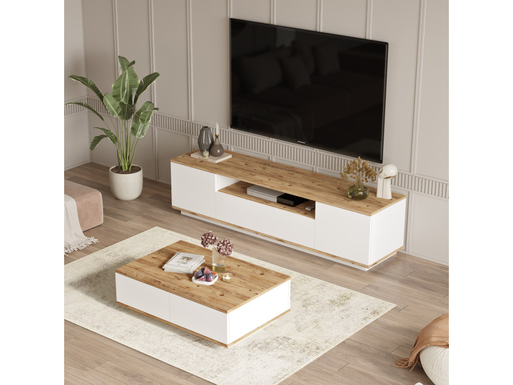FR17" conjunto de móveis para sala de estar em madeira - 180 x 44 x 44 cm - Branco
