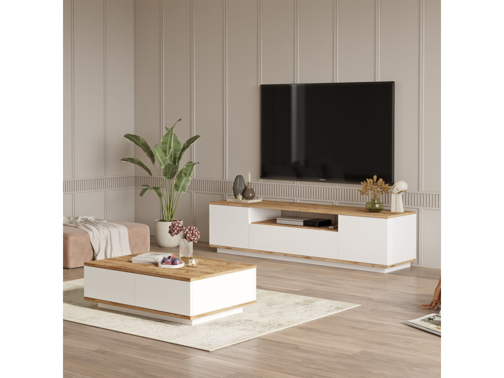 FR17" conjunto de móveis para sala de estar em madeira - 180 x 44 x 44 cm - Branco