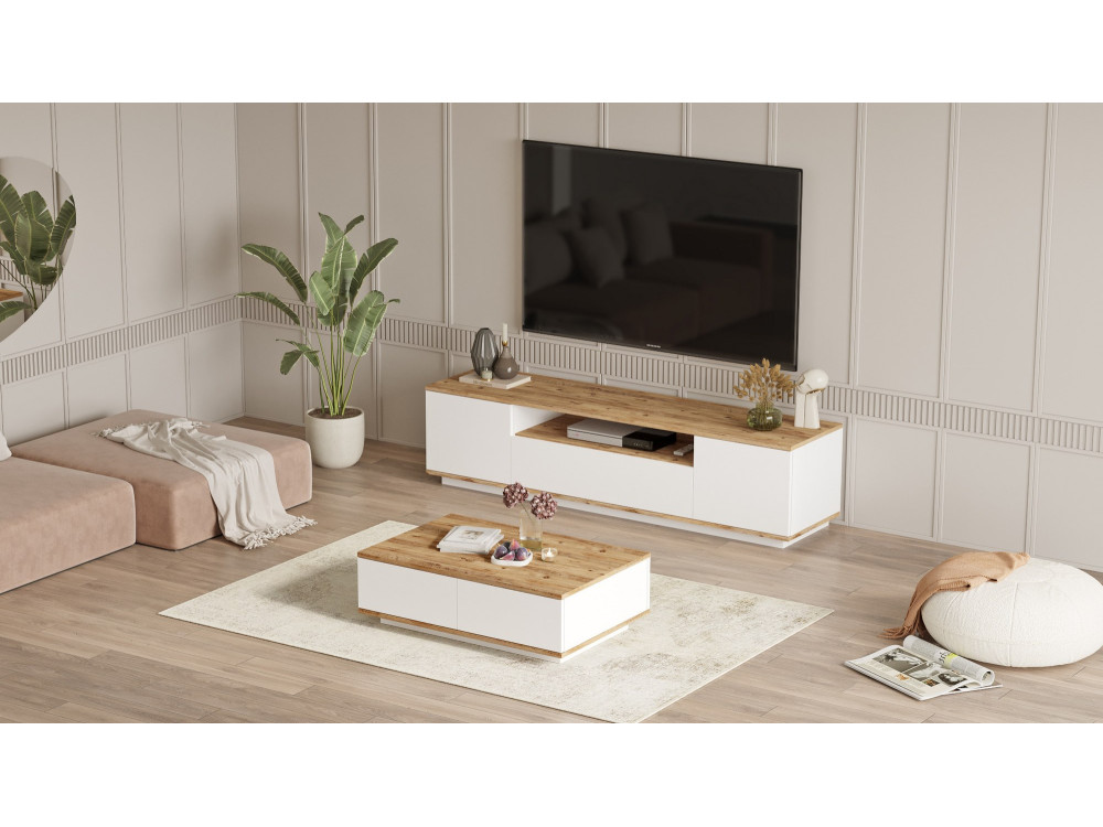 FR17" conjunto de móveis para sala de estar em madeira - 180 x 44 x 44 cm - Branco