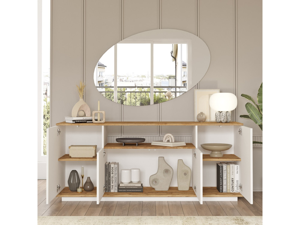 FR18" conjunto de móveis para sala de estar em madeira - 180 x 44 x 44 cm - Branco