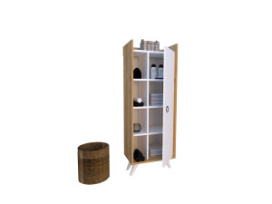 Armário multiusos de madeira "Ilgim" - 50 x 31 x 140 cm - Branco