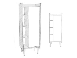 Armário multiusos de madeira "Lagomood Ruby" - 50 x 30 x 140 cm - Branco