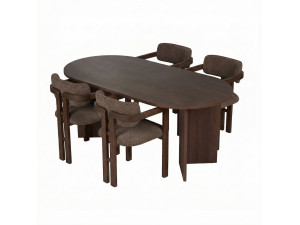 Conjunto de mesa e cadeira de madeira Meridia 4" (5 peças) - 180 x 90 x 75 cm - Castanho