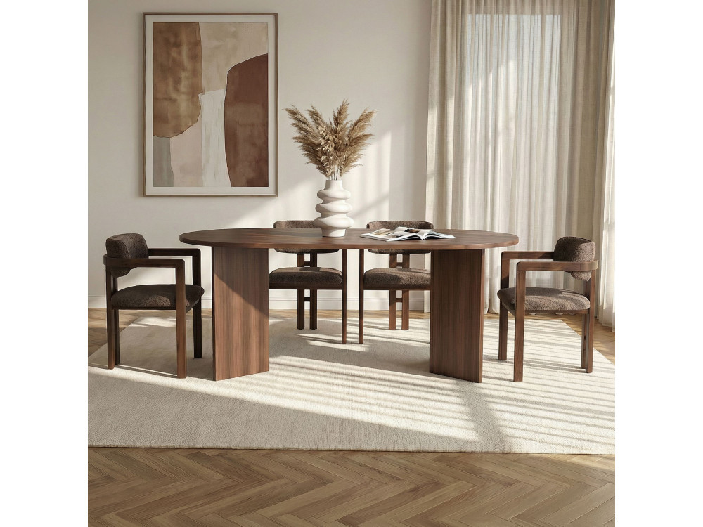 Conjunto de mesa e cadeira de madeira Meridia 4" (5 peças) - 180 x 90 x 75 cm - Castanho