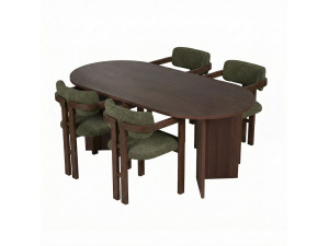 Conjunto de mesa e cadeira de madeira Meridia 4" (5 peças) - 180 x 90 x 75 cm - Verde