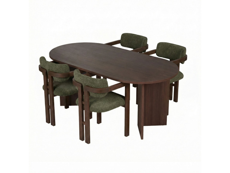 Conjunto de mesa e cadeira de madeira Meridia 4" (5 peças) - 180 x 90 x 75 cm - Verde