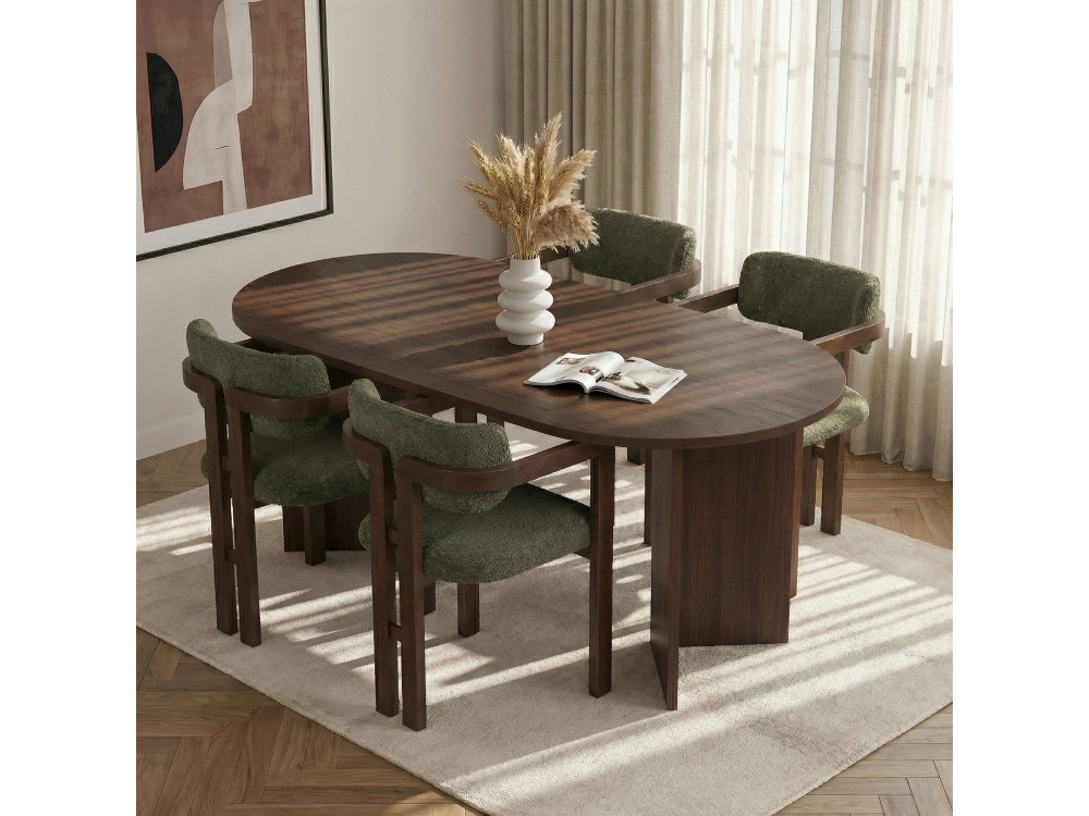 Conjunto de mesa e cadeira de madeira Meridia 4" (5 peças) - 180 x 90 x 75 cm - Verde