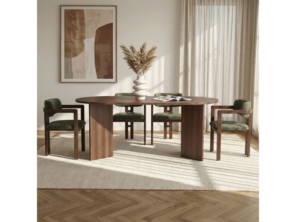 Conjunto de mesa e cadeira de madeira Meridia 4" (5 peças) - 180 x 90 x 75 cm - Verde