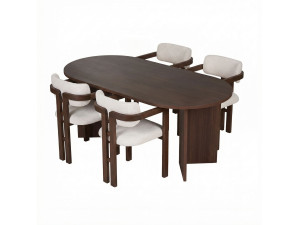 Conjunto de mesa e cadeira de madeira Meridia 4" (5 peças) - 180 x 90 x 75 cm - Branco