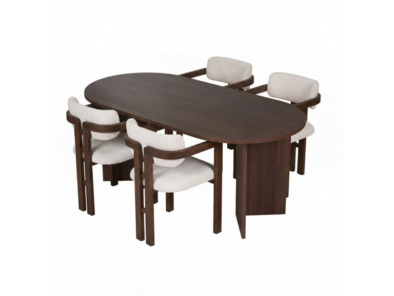 Conjunto de mesa e cadeira de madeira Meridia 4" (5 peças) - 180 x 90 x 75 cm - Branco