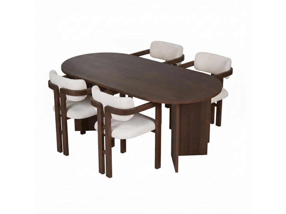 Conjunto de mesa e cadeira de madeira Meridia 4" (5 peças) - 180 x 90 x 75 cm - Branco