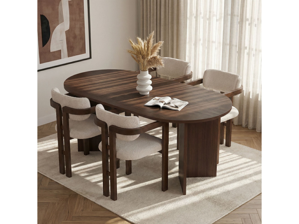 Conjunto de mesa e cadeira de madeira Meridia 4" (5 peças) - 180 x 90 x 75 cm - Branco