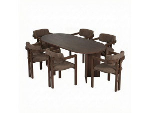 Conjunto de mesa e cadeiras de madeira Meridia 6" (7 peças) - 180 x 90 x 75 cm - Castanho
