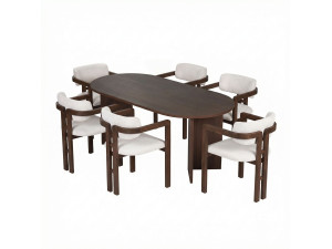 Conjunto de mesa e cadeira de madeira Meridia 6" (7 peças) - 180 x 90 x 75 cm - Branco