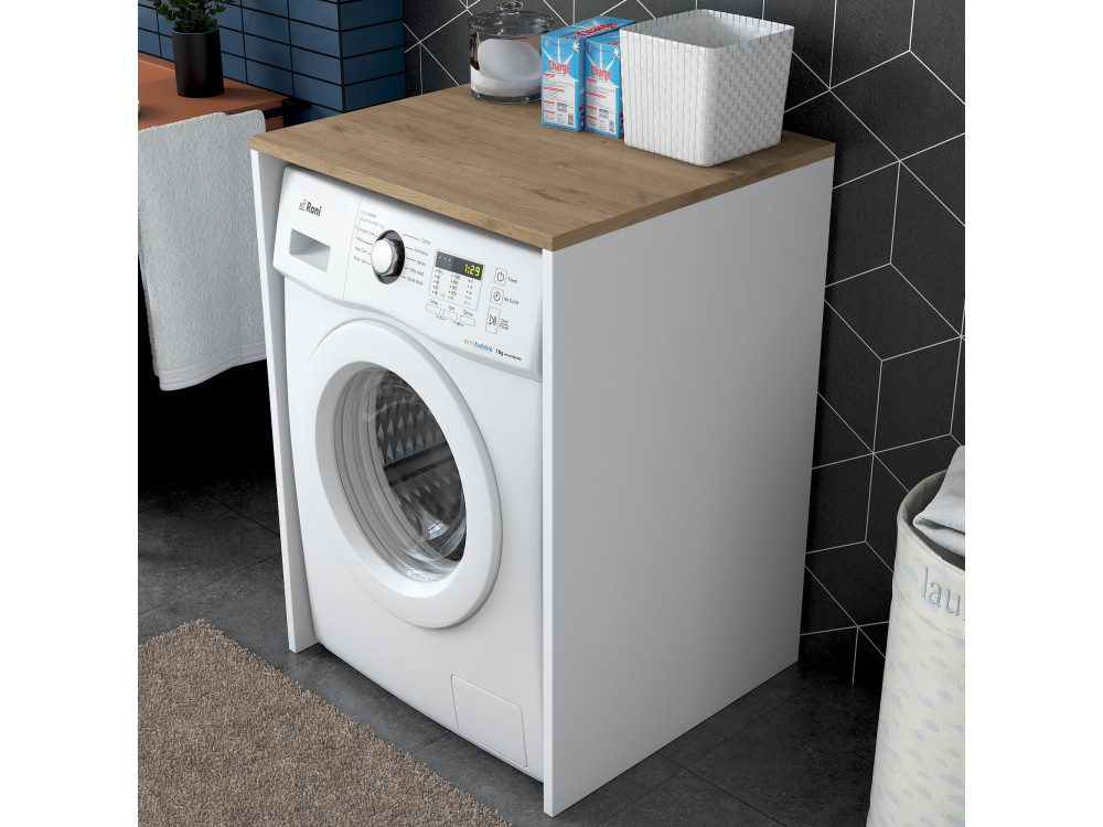 Armário de madeira "Dido" para máquina de lavar roupa - 65 x 60 x 91 cm - Branco