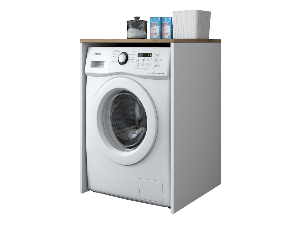 Armário de madeira "Dido" para máquina de lavar roupa - 65 x 60 x 91 cm - Branco