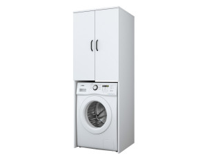 Armário para máquina de lavar roupa "Losal" em madeira - 65 x 62 x 181 cm - Branco