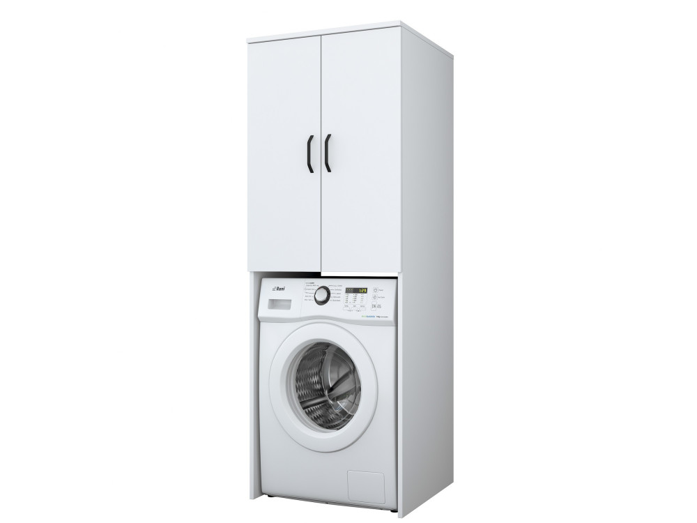Armário para máquina de lavar roupa "Losal" em madeira - 65 x 62 x 181 cm - Branco