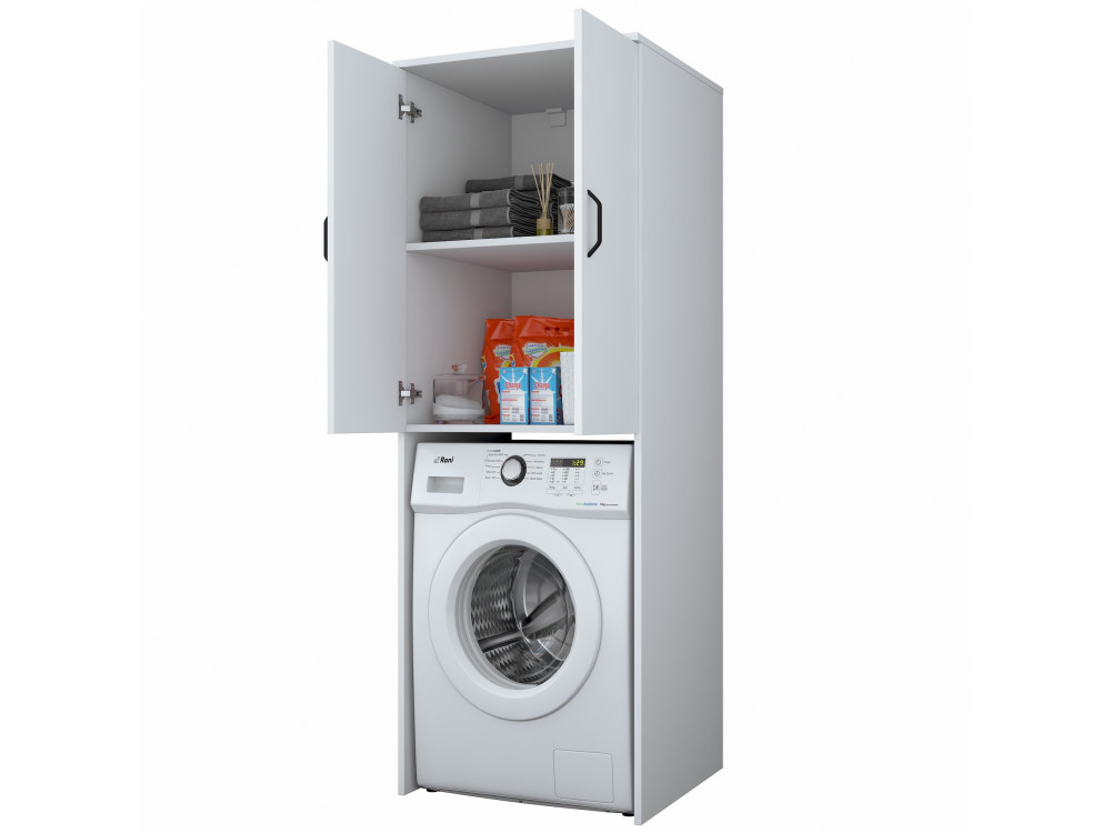Armário para máquina de lavar roupa "Losal" em madeira - 65 x 62 x 181 cm - Branco