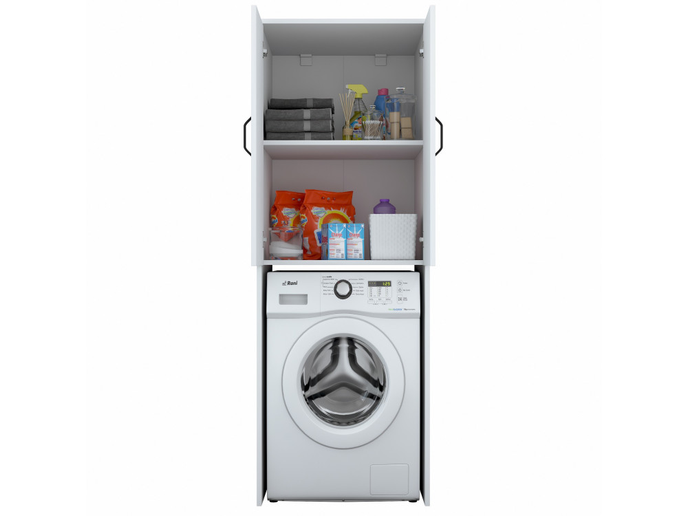 Armário para máquina de lavar roupa "Losal" em madeira - 65 x 62 x 181 cm - Branco