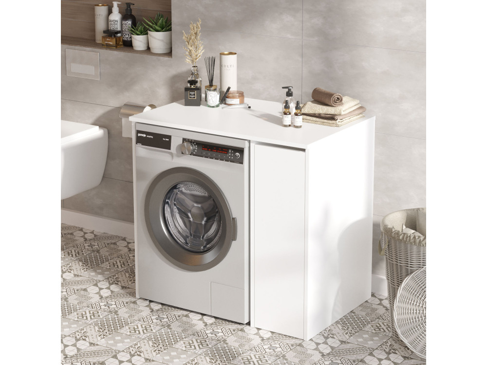 Armário para máquina de lavar roupa "Tera" em madeira - 93 x 60 x 88 cm - Branco
