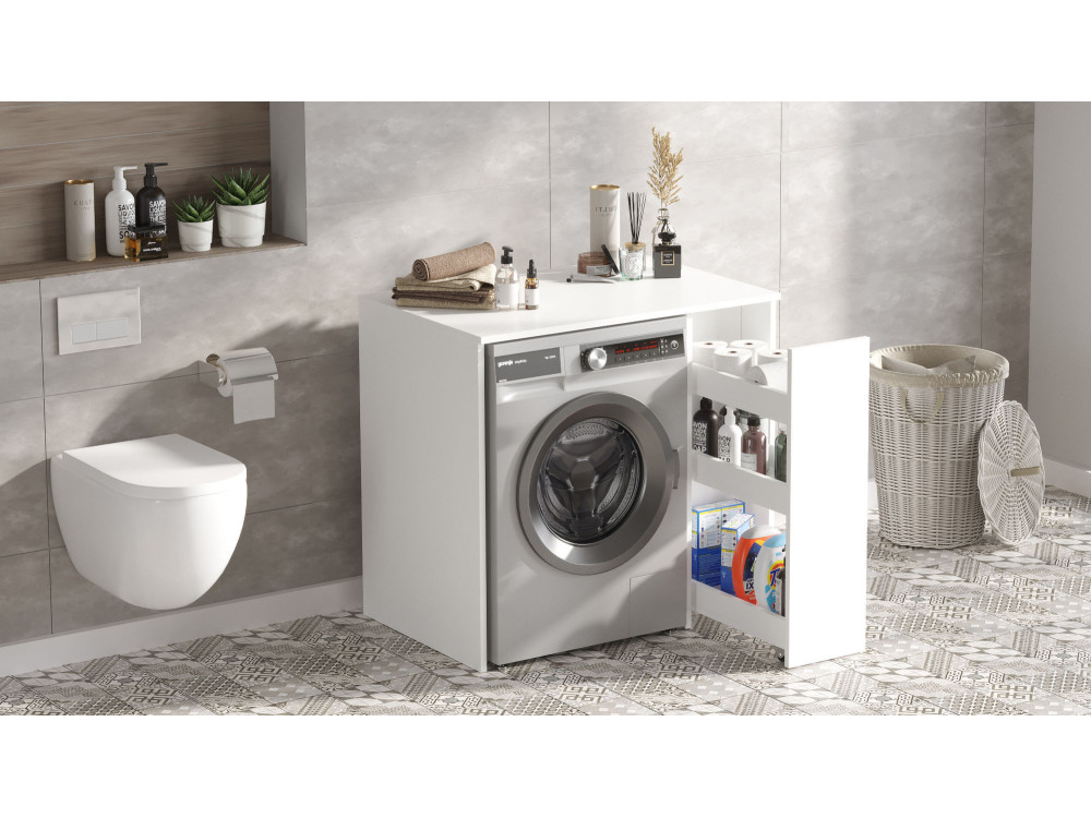 Armário para máquina de lavar roupa "Tera" em madeira - 93 x 60 x 88 cm - Branco