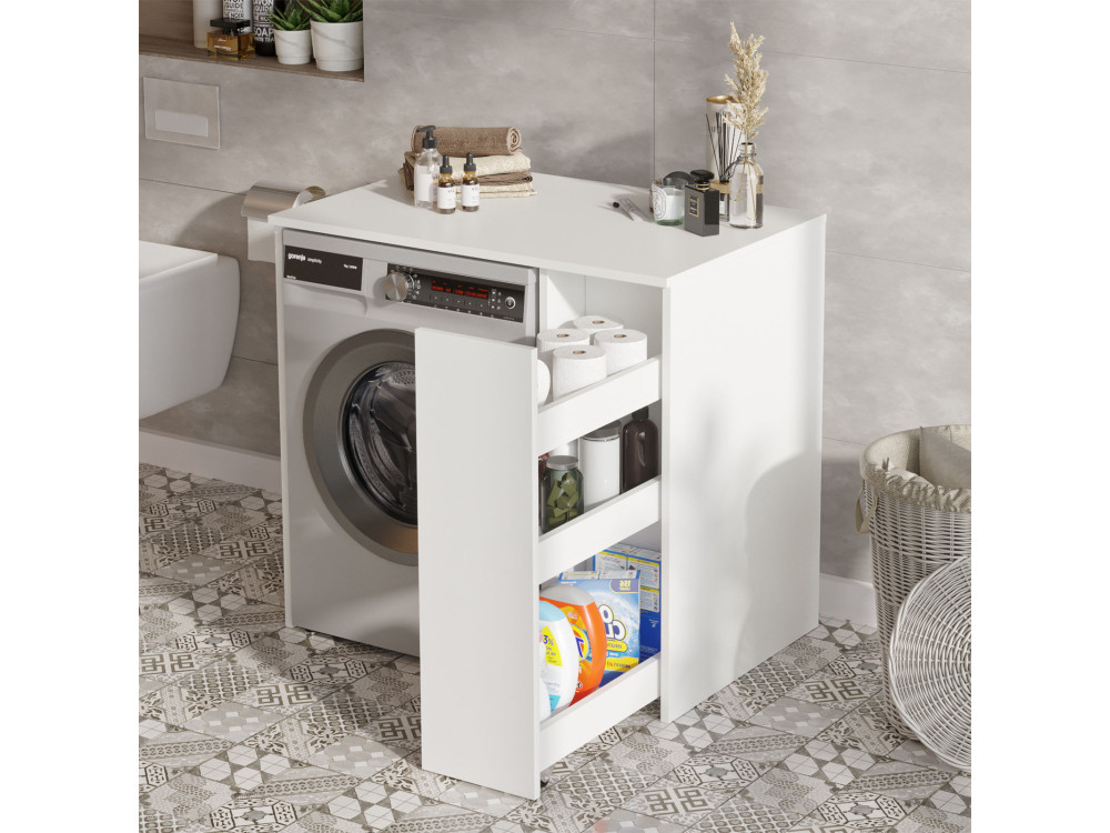 Armário para máquina de lavar roupa "Tera" em madeira - 93 x 60 x 88 cm - Branco