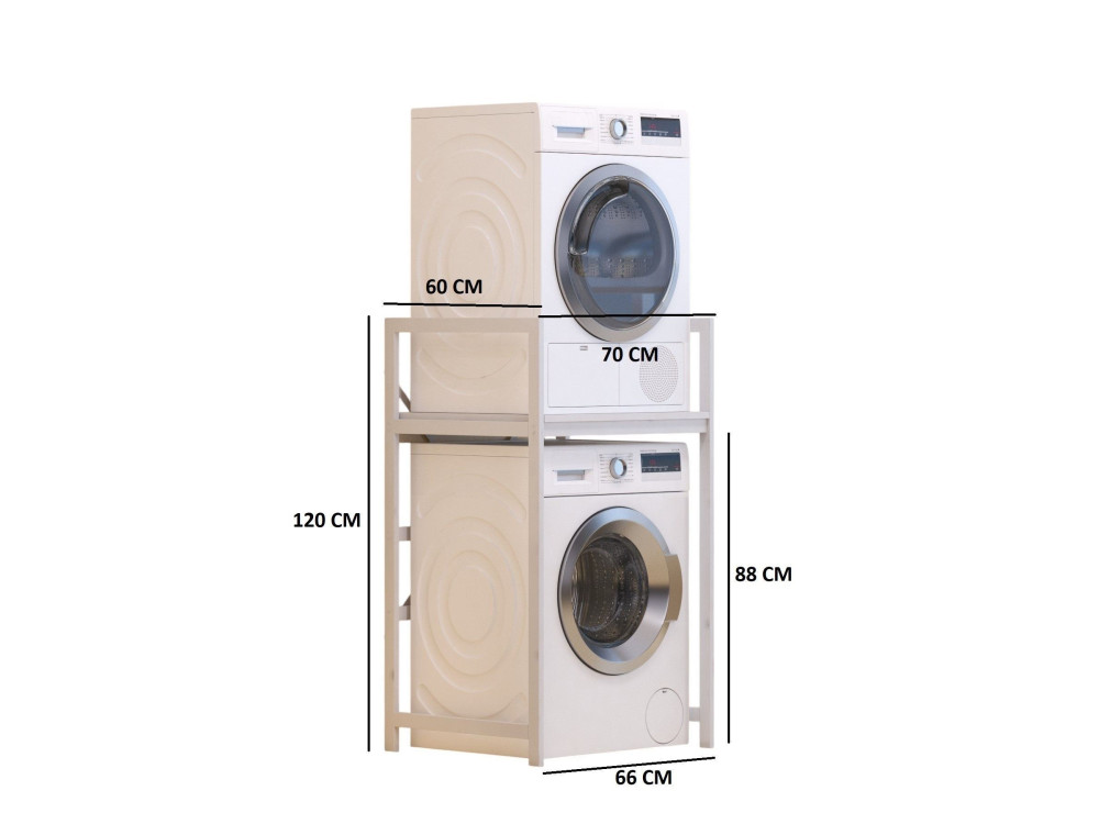 Armário metálico para máquina de lavar roupa "Junior" - 70 x 60 x 116 cm - Branco