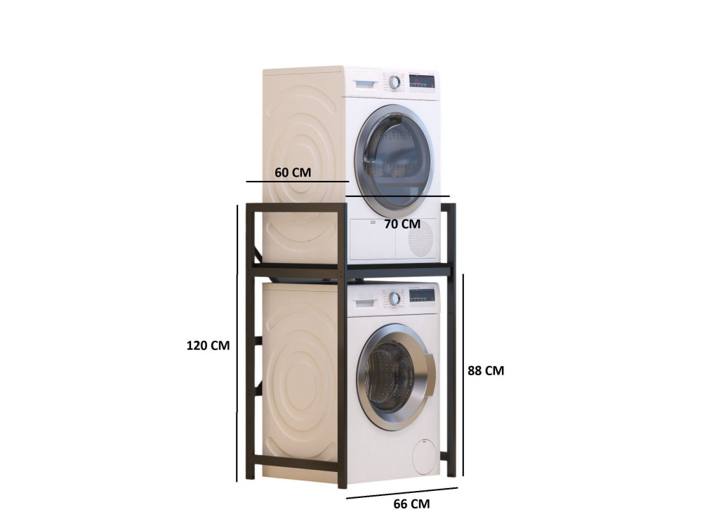 Armário metálico para máquina de lavar roupa "Junior" - 70 x 60 x 116 cm - Preto