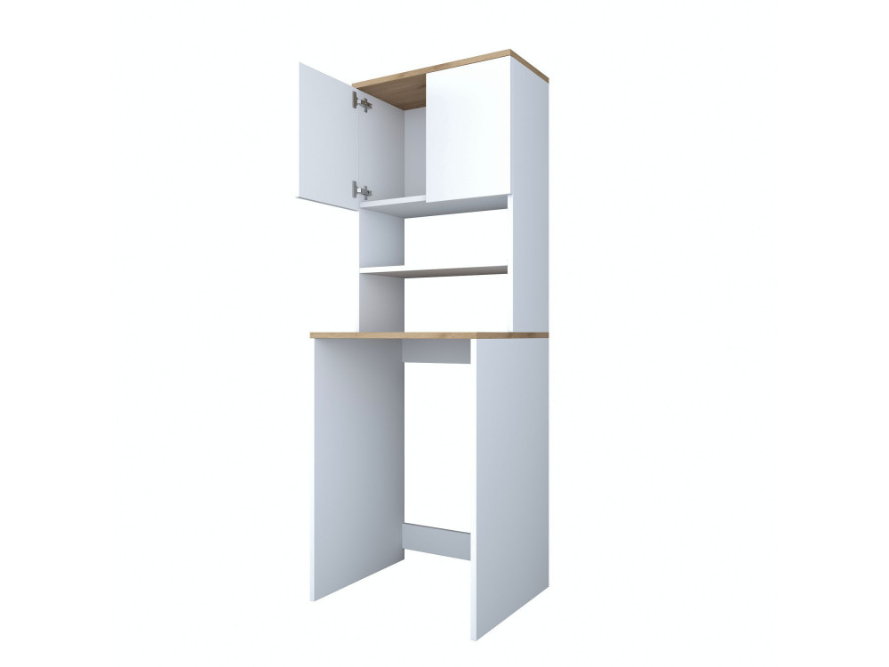 Armário de madeira "Kado" para máquina de lavar roupa - 65 x 60 x 183 cm - Branco