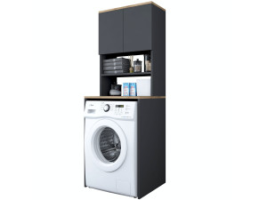 Armário de madeira "Kado" para máquina de lavar roupa - 65 x 60 x 183 cm - Cinzento antracite
