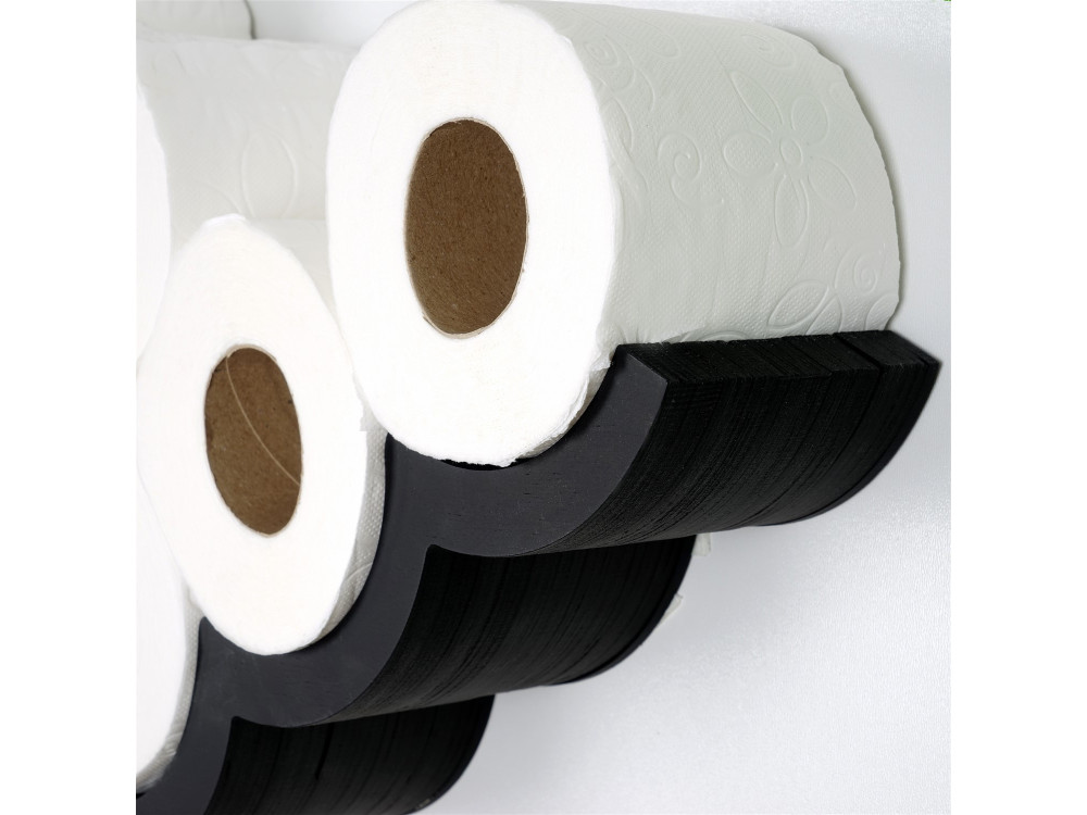 Suporte de madeira para papel higiénico "WC018 - 62 x 16 x 9 cm - Preto