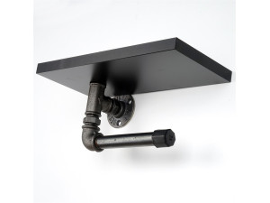 Suporte para papel higiénico em madeira "Boruraf239" - 30 x 23 x 12 cm - Preto
