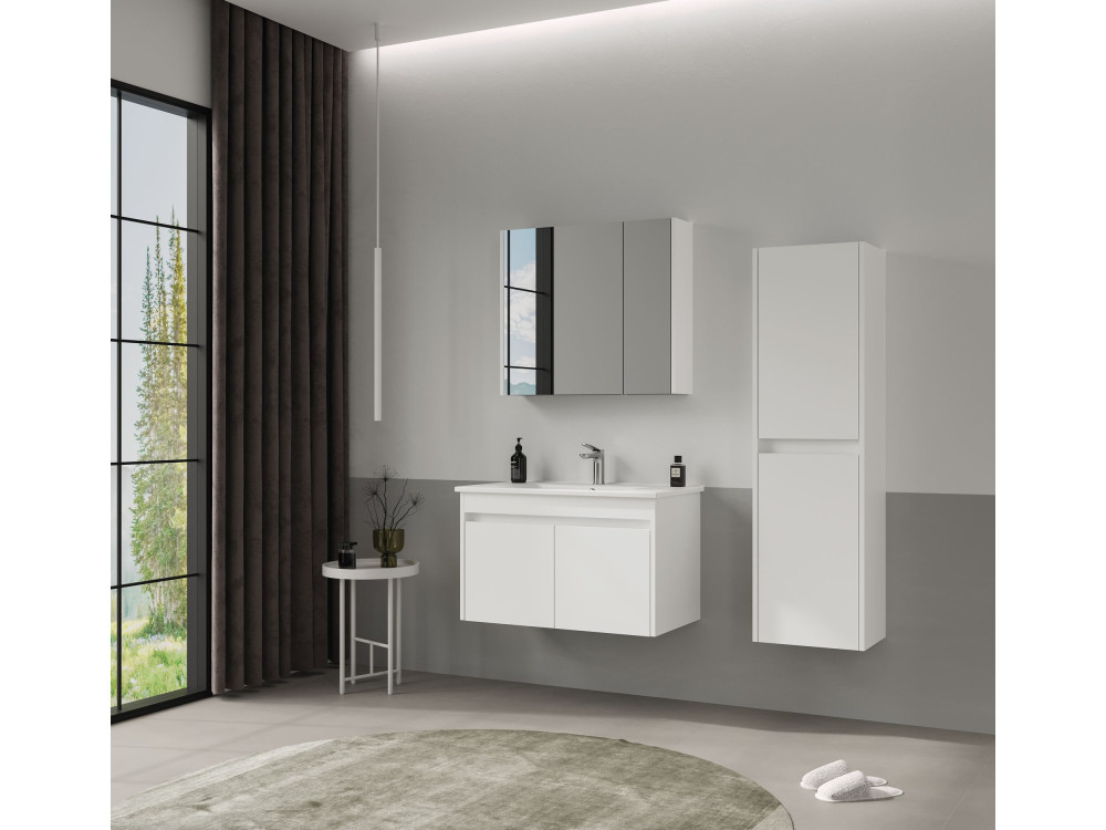 Armário de casa de banho «Side 40» - 40 x 27 x 138 cm - Branco mate