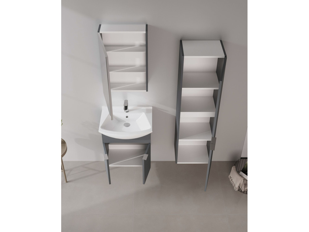 Armário de casa de banho «Purus Desna 40» - 40 x 32 x 138 cm - Antracite mate
