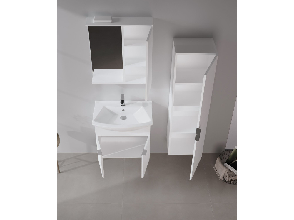 Móvel de casa de banho com espelho «Purus 65» - 63 x 18 x 68 cm - Branco