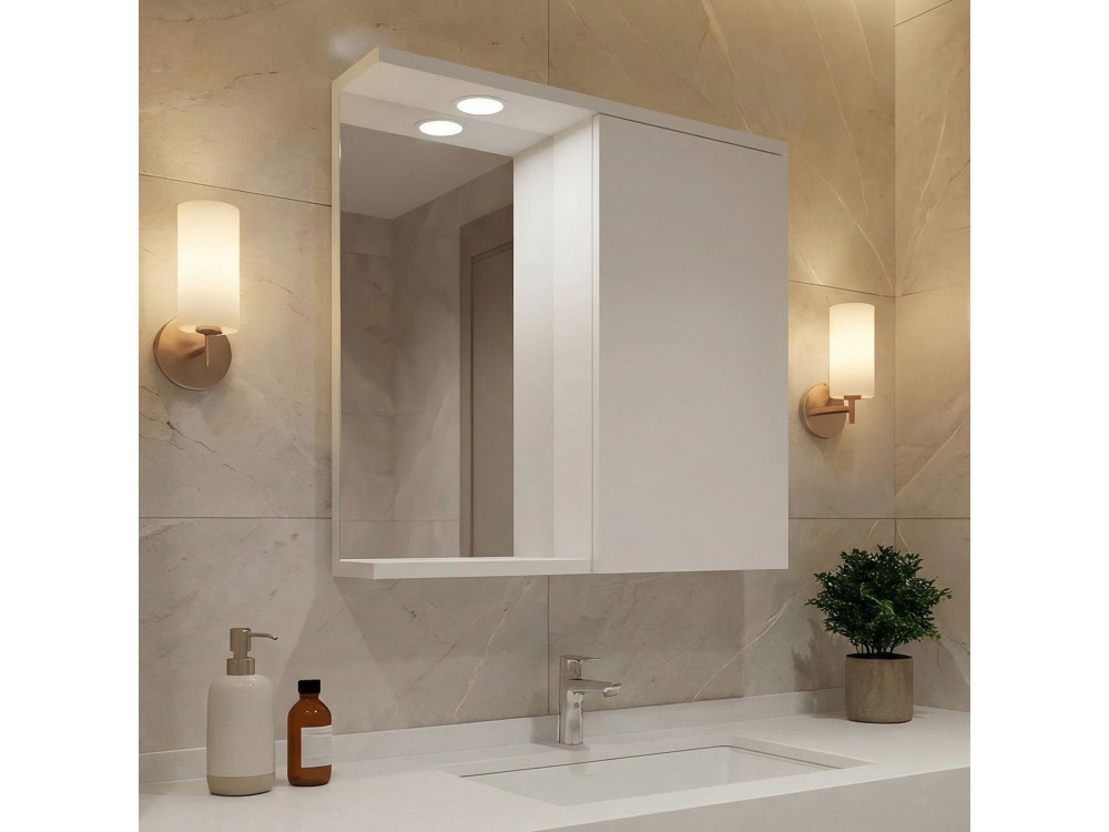 Móvel de casa de banho com espelho «Purus 80» - 75 x 18 x 68 cm - Branco