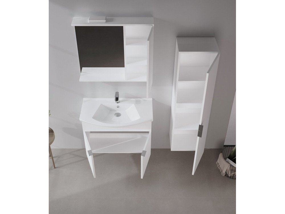 Móvel de casa de banho com espelho «Purus 80» - 75 x 18 x 68 cm - Branco