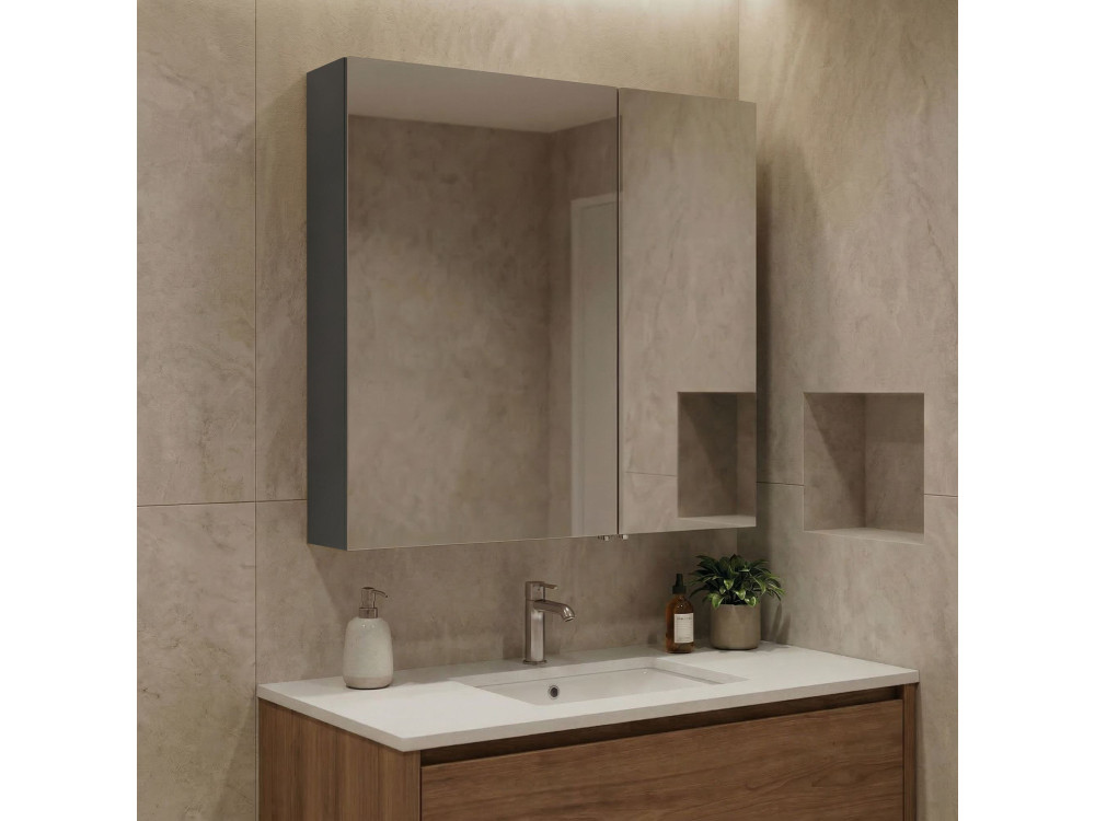 Móvel de casa de banho com espelho «Purus Desna 60» - 60 x 16 x 66 cm - Antracite mate