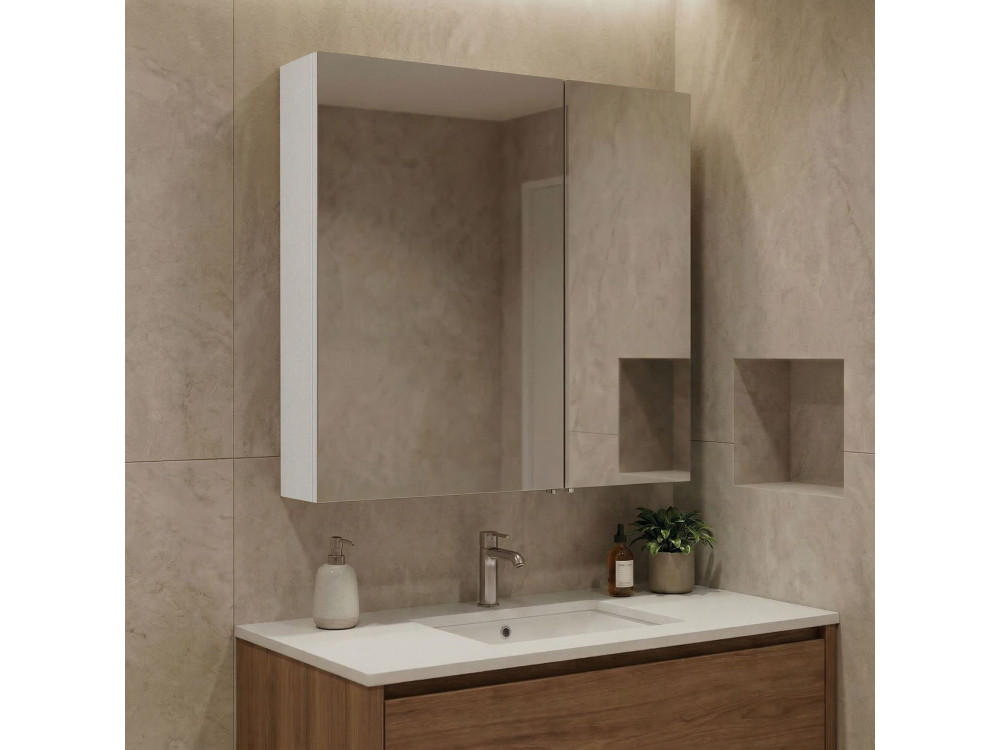 Móvel de casa de banho com espelho «Purus Desna 60» - 60 x 16 x 66 cm - Branco