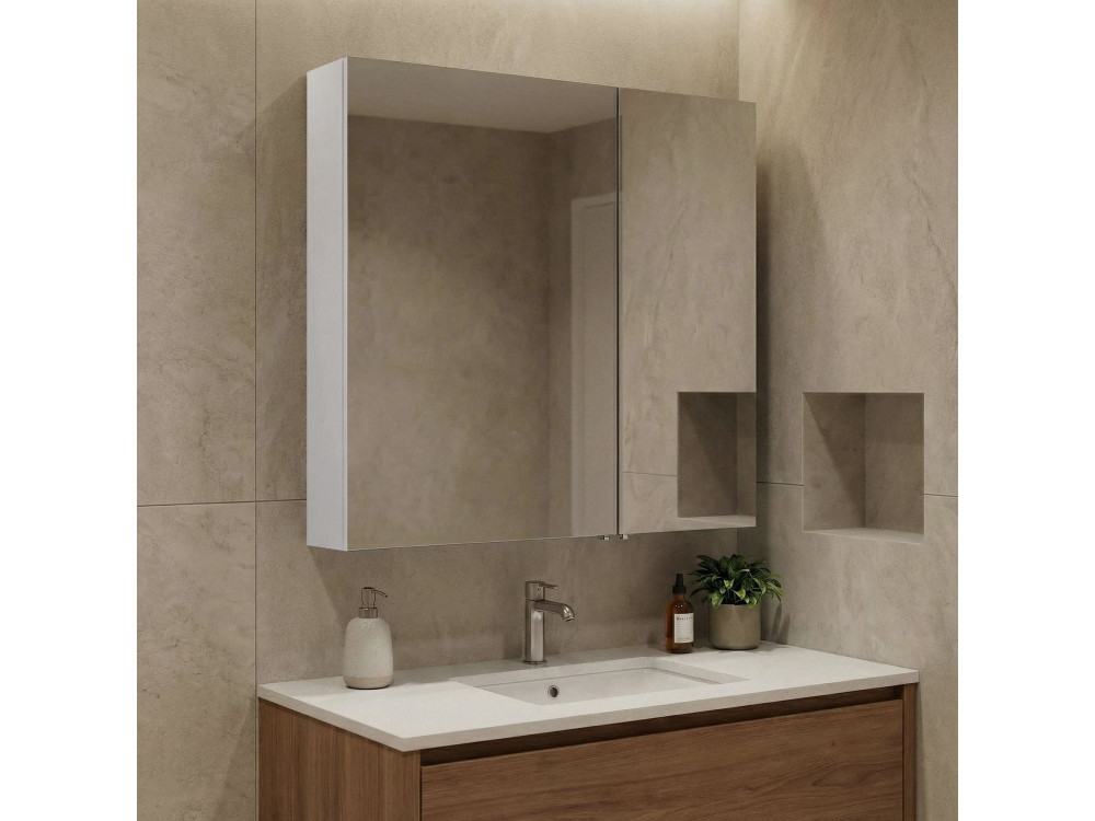 Móvel de casa de banho com espelho «Side 60» - 60 x 16 x 66 cm - Branco mate