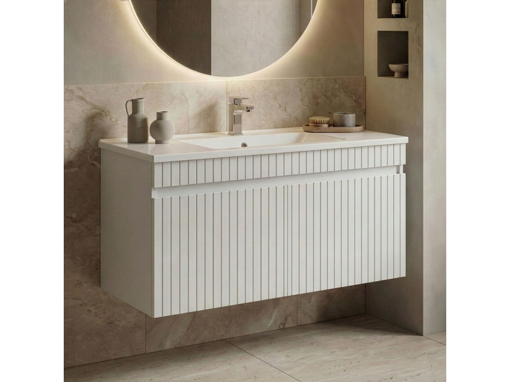 Móvel para lavatório «Tivoli 100» - 100 x 45 x 57 cm - Branco mate