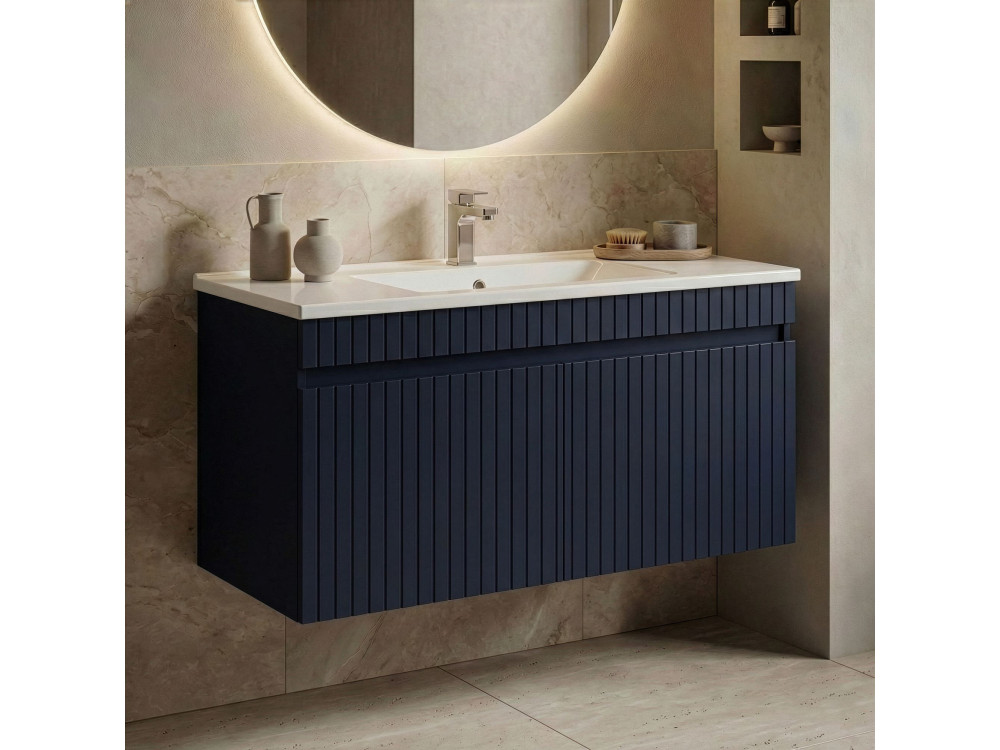 Móvel para lavatório «Tivoli 100» - 100 x 45 x 57 cm - Azul-marinho mate