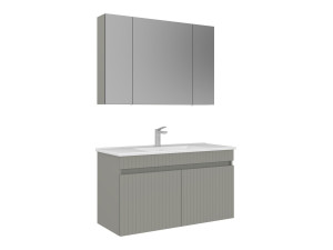 Conjunto de móvel com lavatório e espelho (2 peças) «Tivoli 100» - 100 x 45 x 66 cm - Cashmere mate