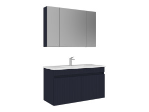 Conjunto de móvel com lavatório e espelho (2 peças) «Tivoli 100» - 100 x 45 x 57 cm - Azul-marinho mate