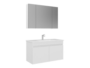 Conjunto de móvel com lavatório e espelho (2 peças) «Tivoli 100» - 100 x 45 x 66 cm - Branco mate