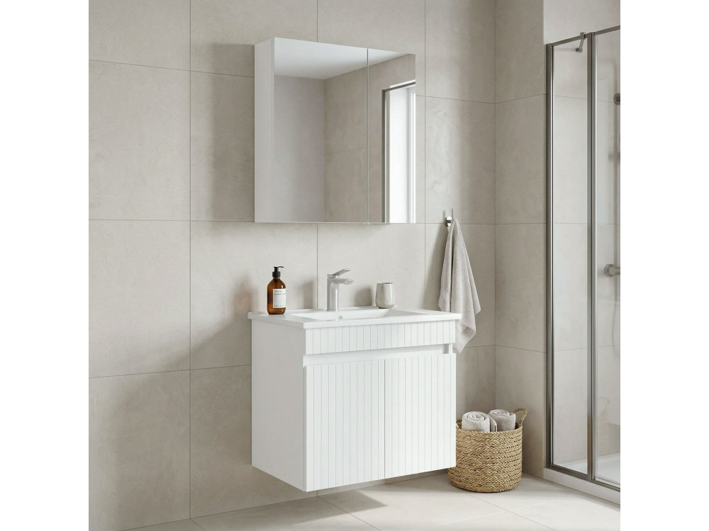 Conjunto de móvel de lavatório com espelho (2 peças) «Tivoli 65» - 65 x 45 x 57 cm - Branco mate