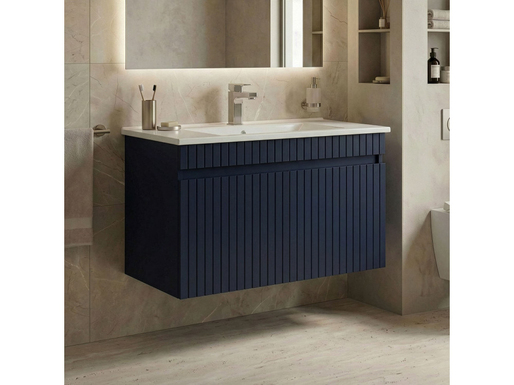 Móvel para lavatório «Tivoli 85» - 85 x 45 x 57 cm - Azul-marinho mate
