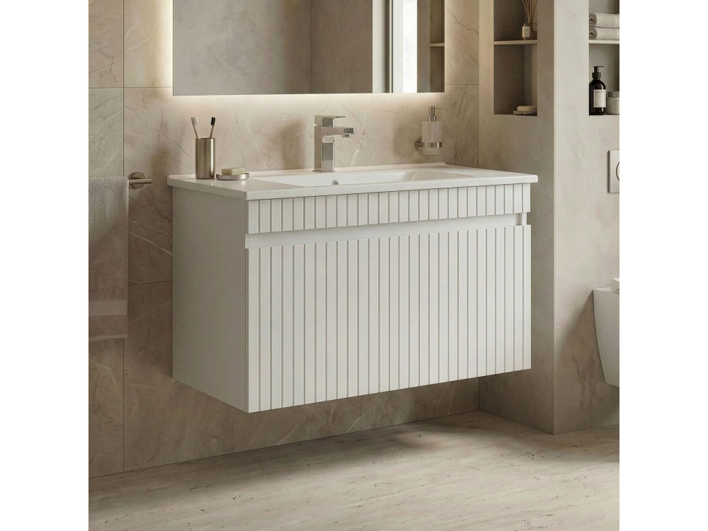 Móvel para lavatório «Tivoli 85» - 85 x 45 x 57 cm - Branco mate