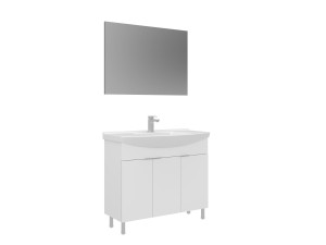 Conjunto de móvel com lavatório e espelho (2 peças) «Purus 100» - 100 x 50 x 83 cm - Branco